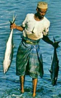 Fisherman in skirt, Yemen 1979 Yemen 1979.